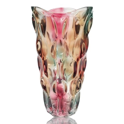 Heavy Flower Glass Vase Thickened 3.5lb 9.5inch Sparkle vase Bohemian Style, for Centerpieces,Kitchen,Office, Wedding,Perfect Home Decor Glass Vase (Purple Light)