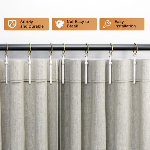 1.25 Inch Curtain Rings with Hooks, 24 Pack Bronze Metal Drapery Rings with Pins Fits Up to 1" Curtain Rods
