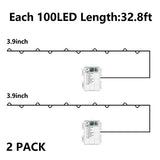 Curyidy 4th of July Decorations Lights, Red White Blue Fairy Lights 2 Pack 100LED String Lights Remote Control Patriotic Lights for Independence Memorial Day Decorations