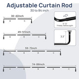 ENJOYBASICS Blackout Curtain rod for windows 48 to 84, Wrap Around Curtain Rods for Bedroom, Living Room, Adjustable from 30 to 86 Inches, Matte Black