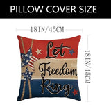 Patriotic Pillow Covers 18x18 Inch,4th of July Red White Blue Summer Outdoor Throw Pillow Covers Set of 4,Independence Memorial Day USA Flag Retro Fourth of July Cushion Case for Sofa Couch Decor