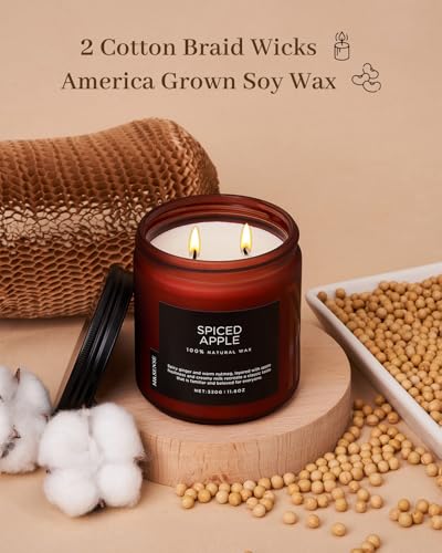 M&SENSE Spiced Apple Scented Candle Non Toxic Soy Wax for Home Aromatherapy
