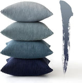 MIULEE Soft Corduroy Decorative Throw Pillow Covers Blue Navy Series 20x20