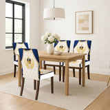 HOMETITUTE High Stretch Chair Covers for Dining Chairs Washable Dining Chair Covers Set of 4 Soft Kitchen Seat Cover Royal Blue Gold Crown for Home Hotel Restaurant Banquet