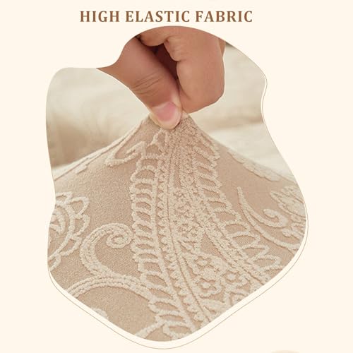 Armless Futon Covers Stretch Futon Couch Slipcover Soft Thicked Jacquard Sofa Bed Cover Furniture Protector for Living Room(Off-White,S)