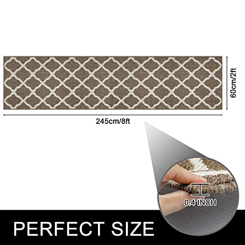 SHACOS Runner Rug 2x8 ft Washable Entryway Runner Rugs Non Slip Rubber Backing Hallway Rug Runner Stain Resistant Kitchen Carpet Runners, Brown