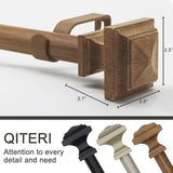 Wood Curtain Rods for Windows 32 to 88 Inch, 1 Inch Diameter Wood Decorative Treatment Single Window Curtain Rods - Square Imitation Wood Grain Finial 1 Pack
