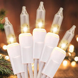 Meteds Christmas Lights 100 Count Clear White Wire UL Certified Connectable Warm White String Lights for Christmas Tree,Garland,Home,Patio, Wedding,Party,Festival Decor