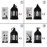Halloween Mini Lantern for Centerpiece, 5"Small Jack O Lantern Lights With Mirror Glass for Halloween Decorations Indoor, Centerpiece Table Decoration, 8Pcs Hanging Candle Holder, Battery Included