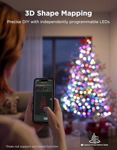 Govee Christmas Sparkle String Lights 99ft, RGBWIC String Lights with 375 Bullet-Head LEDs, App-Controlled, 140+ Scene Modes, 3D Shape Mapping, Works with SmartThings, Indoor Holiday Decorations