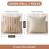 Boho Decorative Throw Pillow Covers Rust Stripe 18x18 Inch Set of 2