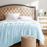 KMUSET Fleece Blanket Mist Blue Lightweight Super Soft Cozy Fuzzy Bed Blankets Microfiber Factory Shop