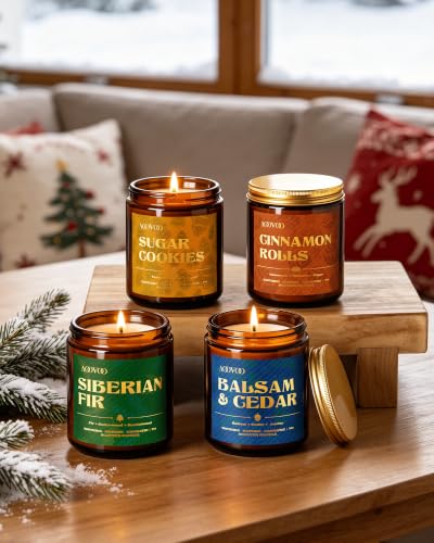 4 Pack Winter Candles Set - 28 oz Candle Gift for Home Scented