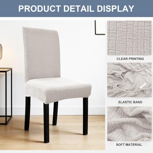 Eco-Ancheng Chair Cover Dining Chair Covers Set of 5 with Bench Chair Cover Parsons Chair Slipcover Jacquard Bench Slipcover Removable Kitchen Chair Protector for Dining Room Hotel Restaurant,16