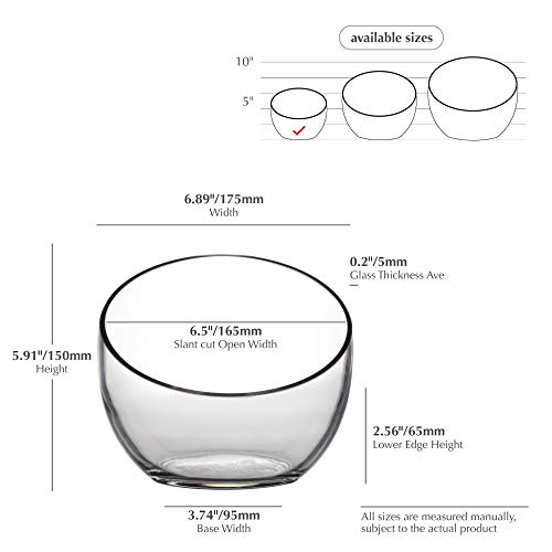 WGVI Clear Slant Cut Bowl Glass Vase, Glass Terrarium, Candy Dish, Glassware, Slant Open: 7". Height: 6" x 2.7". Base: 4" (1 Piece)