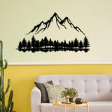 DUOOLN Mountain View Metal Wall Decor.Black Line Tree Painting Art, Modern Abstract Minimalist Rustic Nature Forest Home Wall Décor,Living Room Bedroom Garden Home Decor Sculpture,39.4 x 21.6in