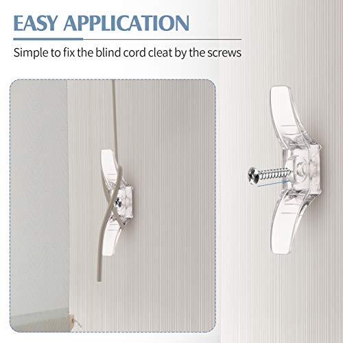 Jetec 12 Sets Window Blind Cord Cleats Safety Cord Cleats for Blinds with Screws Plastic Transparent for Home Office Window Curtains Sun Shades Ropes