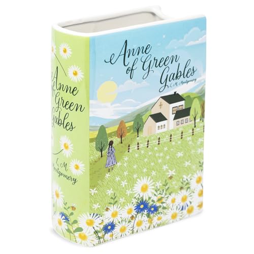 Steel Mill & Co Original Large Book-Shaped Decorative Vase, Ceramic Vases for Home Decor, Cute Bookshelf Decor, Unique Vase for Book Lovers, Anne of Green Gables