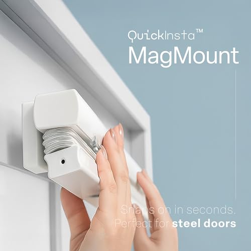 REGAL estate QuickInsta MagMount No Tools No Drill Cordless 1" Magnet Mini Blinds for Metal Steel Doors, 25" W x 42" H, White