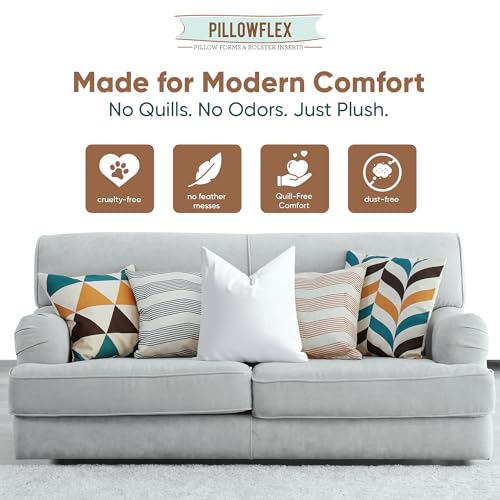 Pillowflex Synthetic Down Pillow Insert - 22x22 Down Alternative, Ultra Soft Large Square Throw Pillow, Couch Sham, Bed Sleeping - 1 Decorative Accent Form