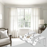 LLPJS Curtain Rod Bracket Adjustable, Drapery Rod Holder Hooks Support Hangers for 1 inch Diameter Window Curtain Rods (Satin Silver, 3-Pack)
