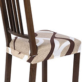 SearchI Stretch Dining Chair Seat Covers Set of 6, Soft Removable Washable Seat Covers for Dining Chairs, Dining Room Seat Cover Protector (Rear-Covered, Beige)
