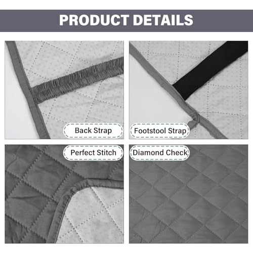 Loveseat Recliner Cover with Console, Waterproof Non-Slip Recliner Cover with Elastic Straps, Sofa for Double Reclining Sofa Furniture Protector for Kids, Pets, Loveseat Covers