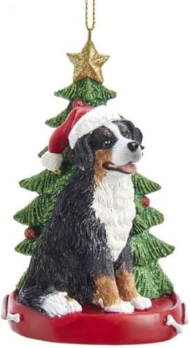 Kurt Adler Bernese Mountain Dog with Christmas Tree Ornament