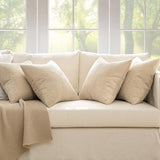 MIULEE Soft Corduroy Decorative Throw Pillow Covers Beige 18x18