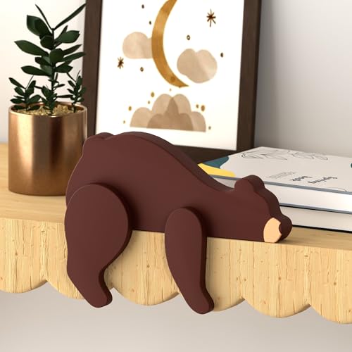 PUTSKA Woodland Nursery Decor - Wooden Animal for Baby Boy Nursery Decor, Forest Decoration for Room, Shelf, Bedroom (Bear)