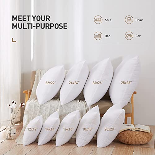Acanva 16 x 16 Premium Polyester Stuffer Square Form Sham Throw Pillow Inserts, 4 Count (Pack of 1), White