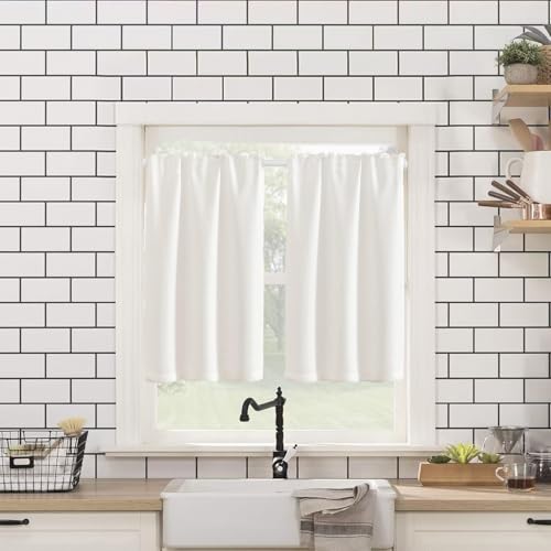 KXLife 2 Pcs Spring Tension Curtain Rod Adjustable 28 to 40 Inches, 5/8" Diameter, White, Expandable Spring Loaded Tension Rods For Window No Drilling