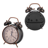Retro Alarm Clock, Twin Bell Mechanical Alarm Clock with Night Light, Black, 6.3 inches by 4.7 inches