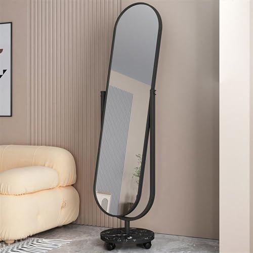 Full-Length Mirror Home Floor-Standing Full-Length Mirror, Rotatable and Movable Dressing Mirror, Bedroom Fitting Mirror, Dressing Mirror Full Length Floor Mirror (Black A)