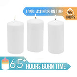 Stonebriar 3 Pack Tall 3 x 6 Inch 65 Hour Long Burning Unscented White Wax Pillar Candles