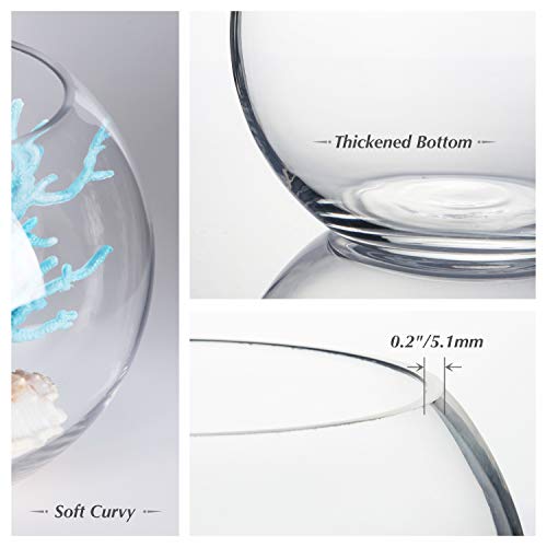WGVI Bowl Glass Vase, Diameter 8", Height 6", Open Width 5", (Multiple Sizes Choices) Clear Bubble Planter Terrarium Fish Bowl for Wedding Event Home Decor, 1 Piece (VBW0008A)