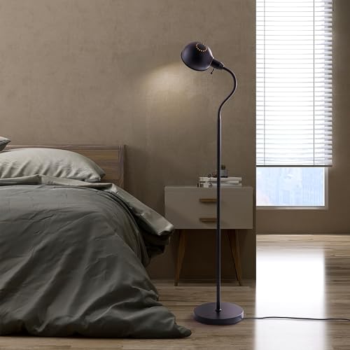 O'Bright Adjustable Floor Lamp with Flexible Gooseneck and Rotatable Shade, E26 Socket, 10-Inch Base - Ideal for Reading, Bedside, Living Room, Brushed Nickel