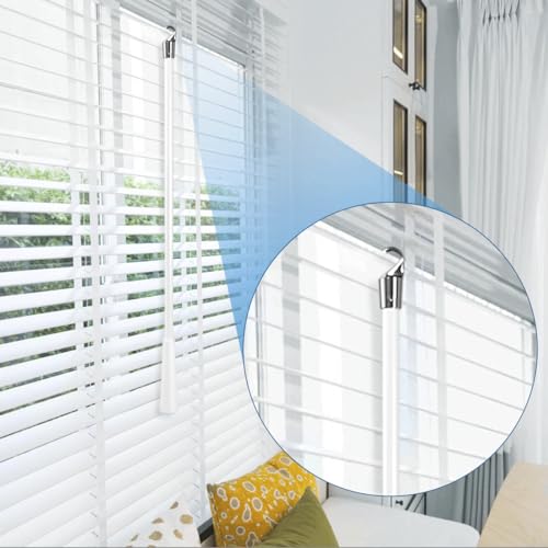 2 Pcs 12 inch Blind Wand, Vertical Blinds Replacement Parts with Hook and Grip, White Fiberglass Blind Tilt Wand, for Windows Curtain Door Shades Opener Accessory