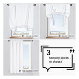 DONREN Pure White Balloon Shades Room Darkening Kitchen Window Curtain - Adjustable Thermal Insulated Tie Up Curtain Panel for Bathroom (34 W x 45 inches Long,1 Panel)