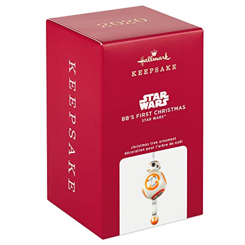 Hallmark Keepsake Ornament 2020 Year-Dated, Star Wars BB-8 Baby's First Christmas, Porcelain with Rattle