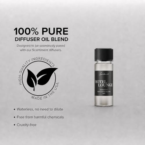 Scentiment Hotel Lounge Diffuser Oil - Premium Hotel Scent with Notes of White Tea, Cardamom & Marine Notes Home Scent, Hotel Fragrance Oil Diffuser Refill - 0.68 fl oz (20 mL)