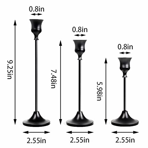 NLBTW Black Candlestick Holders, Metal Taper Candle Holder, Set of 3