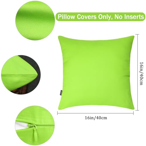 6 Pack Decorative 100% Cotton Pillow Covers Square Cushion Cover Solid DIY Throw Pillowcase for Home Bed Sofa Halloween Christmas,Light Green,6 Pack-16" x 16"/40x40cm