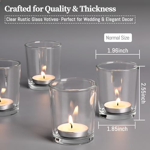 Letine 24-Pack Votive Candle Holders, Clear Glass Tea Light Holders Bulk