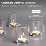 Letine 24-Pack Votive Candle Holders, Clear Glass Tea Light Holders Bulk