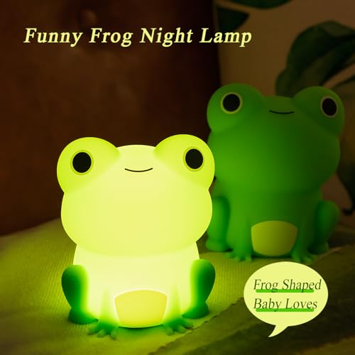 Frog Night Light, Cute Lamp Frog Gifts Nightlight for Kids Bedroom, Silicone Animal Frog Stuff, Rechargeable Baby Nursery Light Bedside Lamp with Timer, Birthday Gifts for Boys Girls Toddlers