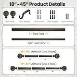 Bronze Curtain Rods 18 to 64 inches (1.5-5.33 ft), 1 Inch Diameter Adjustable Heavy Duty Decorative Curtain Rods with Decorative Openwork Carved finials for Living Room Bedroom Windows
