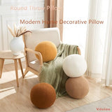 Cream White Ball Pillow 11.8 Inches Boucle Round Throw Pillow Simple Modern Sphere Shaped Throw Pillow，Nordic Style Cushion Decorative Pillow for Couch,Sofa,Bedroom