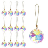 12 Pcs Crystal Glass Christmas Balls Ornaments, 1.18″ Mini Round Prism Flower Xmas Tree Decorations, Hanging Ornament for Wedding Party Home Decor (Crystal AB)