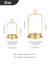 NUPTIO Gold Lanterns Set of 2 Hurricane Glass Candle Holders for Pillars